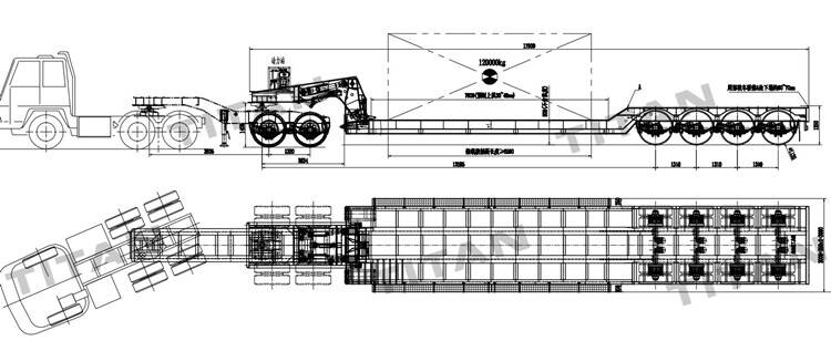 4 Axle Front Loading Lowbed Loader Trailer for Sale in Ghana Accra
