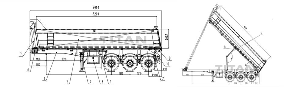 3 Axles 40 ton end dump trailer