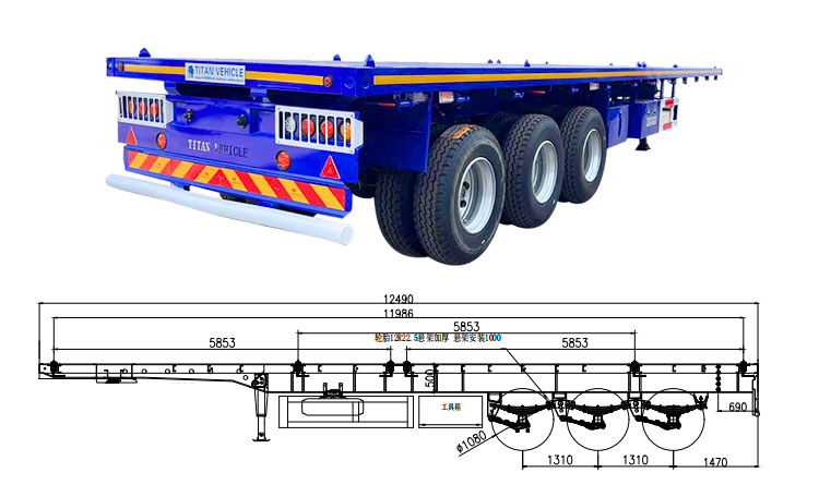 3 Axle 40Ft Container Flatbed Semi Trailer for Sale Price in Zimbabwe Bulawayo