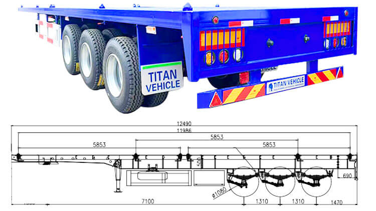 3 Axle 40 Ft Semi Truck Flatbed Trailer for Sale Near Me in Zimbabwe Harare