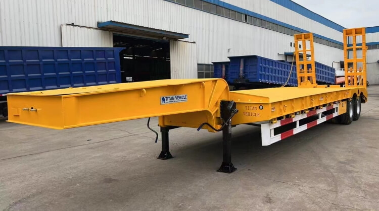 Semi Low Bed Trailer Price in Zimbabwe Mutare | 50 Ton Low Bed Trailer Truck | 2 Axle Low Bed Trailer