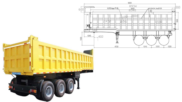 3 axles tipper trailer