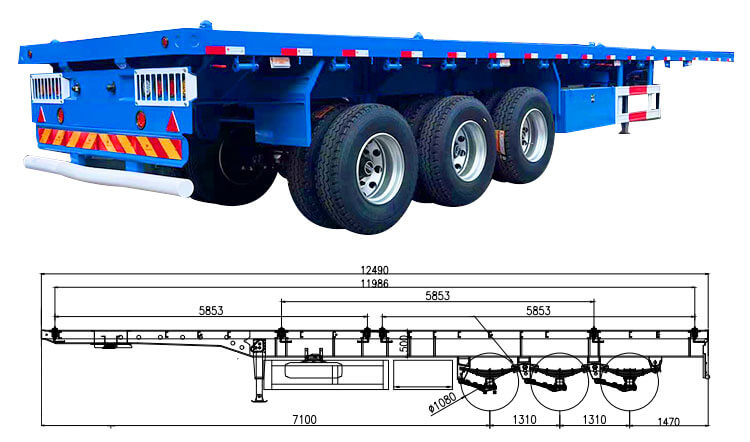 Flatbed Tri Axle Trailer | 40 Ft Flatbed Trailer for Sale in Harare Zimbabwe