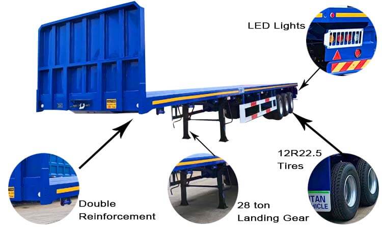 3 Axle 40 Ft Flatbed Truck Trailer for Sale in Zimbabwe