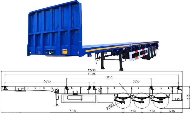 3 Axle 40 Ft Flatbed Truck Trailer for Sale in Zimbabwe