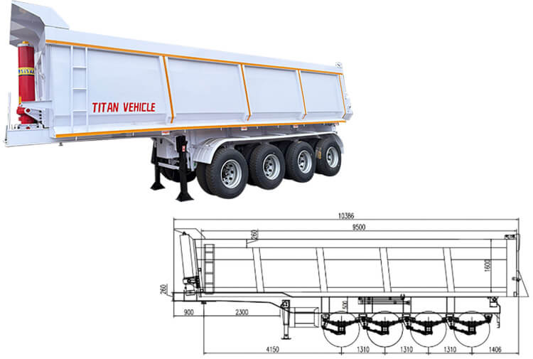 4 Axle 80 Ton Semi Dump Trailer for Sale in Zimbabwe
