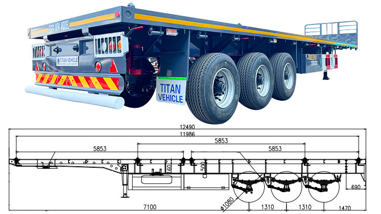 3 Axle 40 Foot Semi Flatbed Truck Trailer for Sale in Zimbabwe
