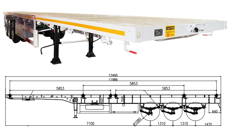 3 Axle 40 Ft Flatbed Flat Bed Trailer for Sale Price in Zimbabwe