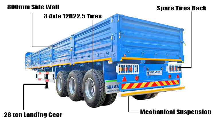 3 Axle Side Board Bulk Cargo Semi Trailer for Sale Price in Zimbabwe