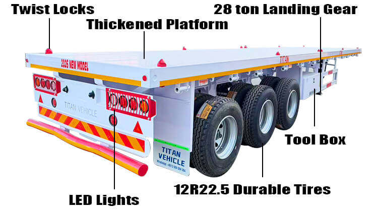 2026 New Model Tri Axle Flatbed Trailer for Sale in Zimbabwe