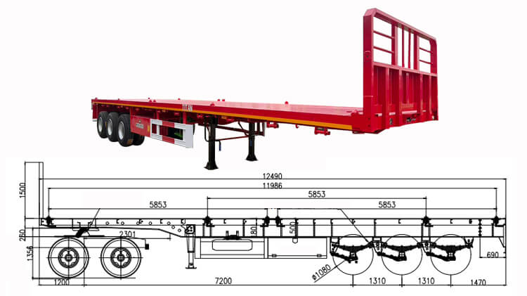 3 Axle 40 Ft Flatbed Trailer Manufactures for Sale in Zambia