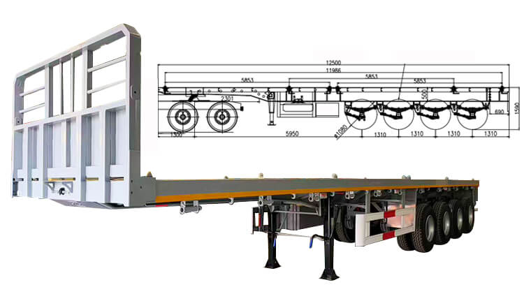4 Axle Flatbed Semi Trailer for Sale Price in Zambia