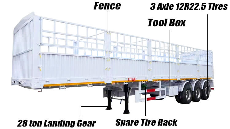 3 Axle Fence Semi Trailer for Cargo Transport for Sale in Harare Zimbabwe